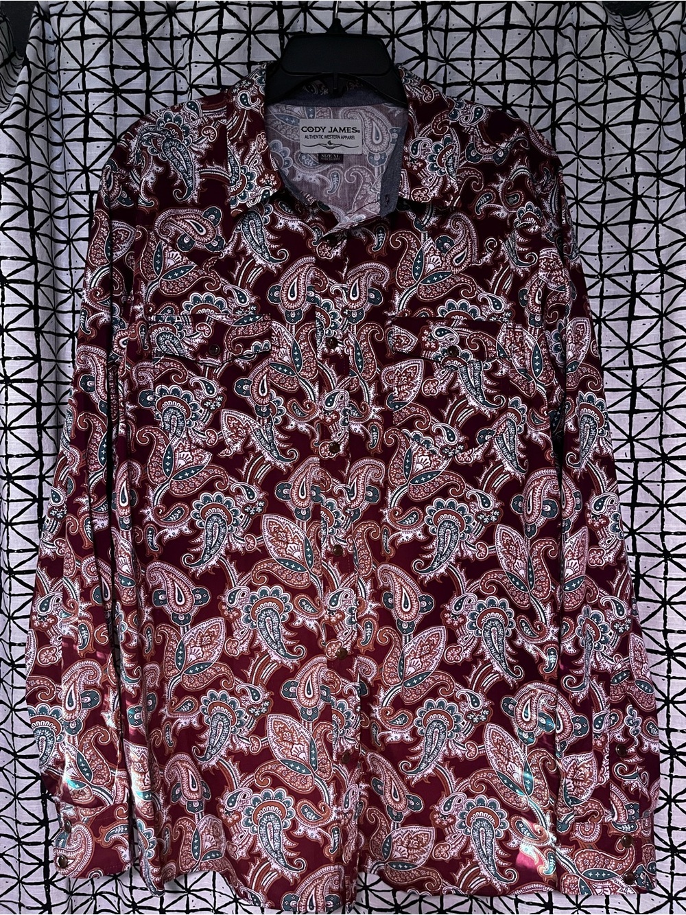 Cody James Men's Maroon Paisley Button-Down Shirt